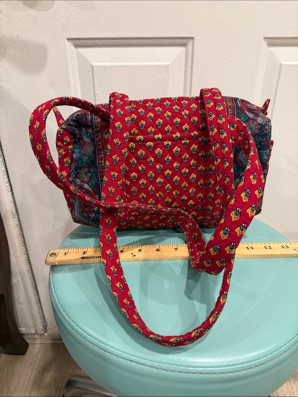 Larenda vintage Red Quilted Floral-Print Women's Shoulder Bag